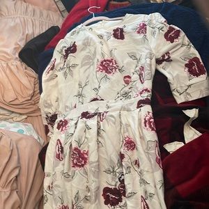 a simple flavor women's floral vintage dress elegant midi dress 3/4 sleeves